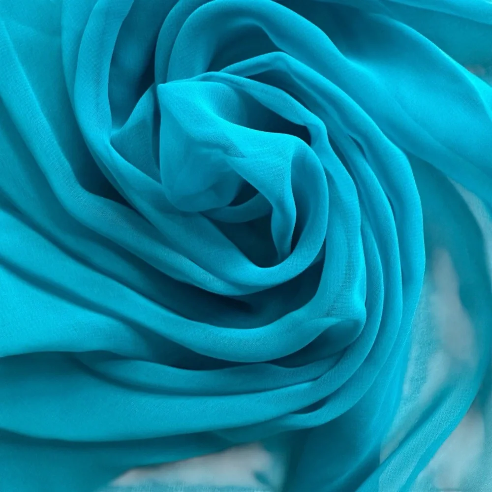 Teal Vintage Chiffon Square Sheer Scarf Kerchief 27.5” - Picture 2 of 8